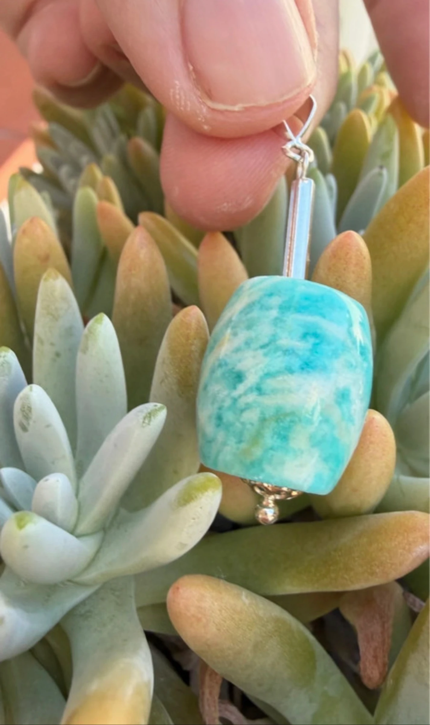 Natural amazonite pendant in silver. – photo 3